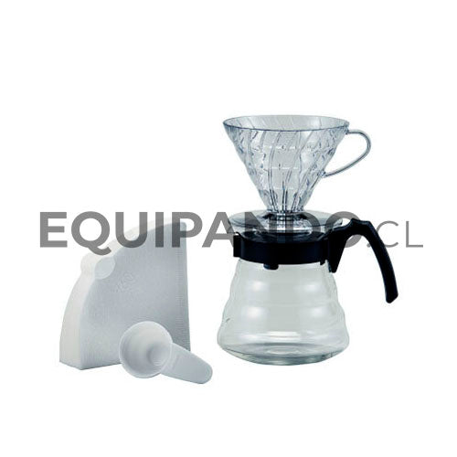 PACK V60 - CAFETERA + JARRA + FILTROS - COLOR NEGRO VIDRIO